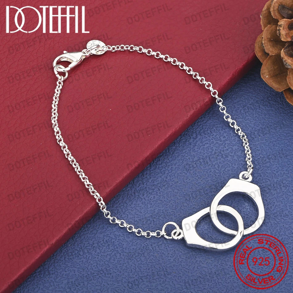 925 Sterling Silber 8-Zoll Zartes Handschellen-Armband, Modischer Damen-Partyschmuck Accessoires