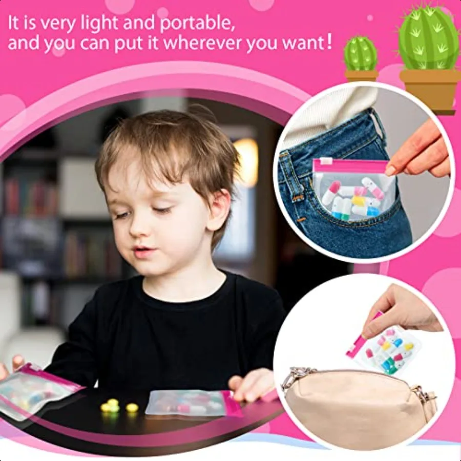 24 قطعة أكياس كيس حبوب منع الحمل انغلق مجموعة قابلة لإعادة الاستخدام شفافة الطب المنظم ختم أكياس السفر البلاستيكية مع قفل الشريحة ل