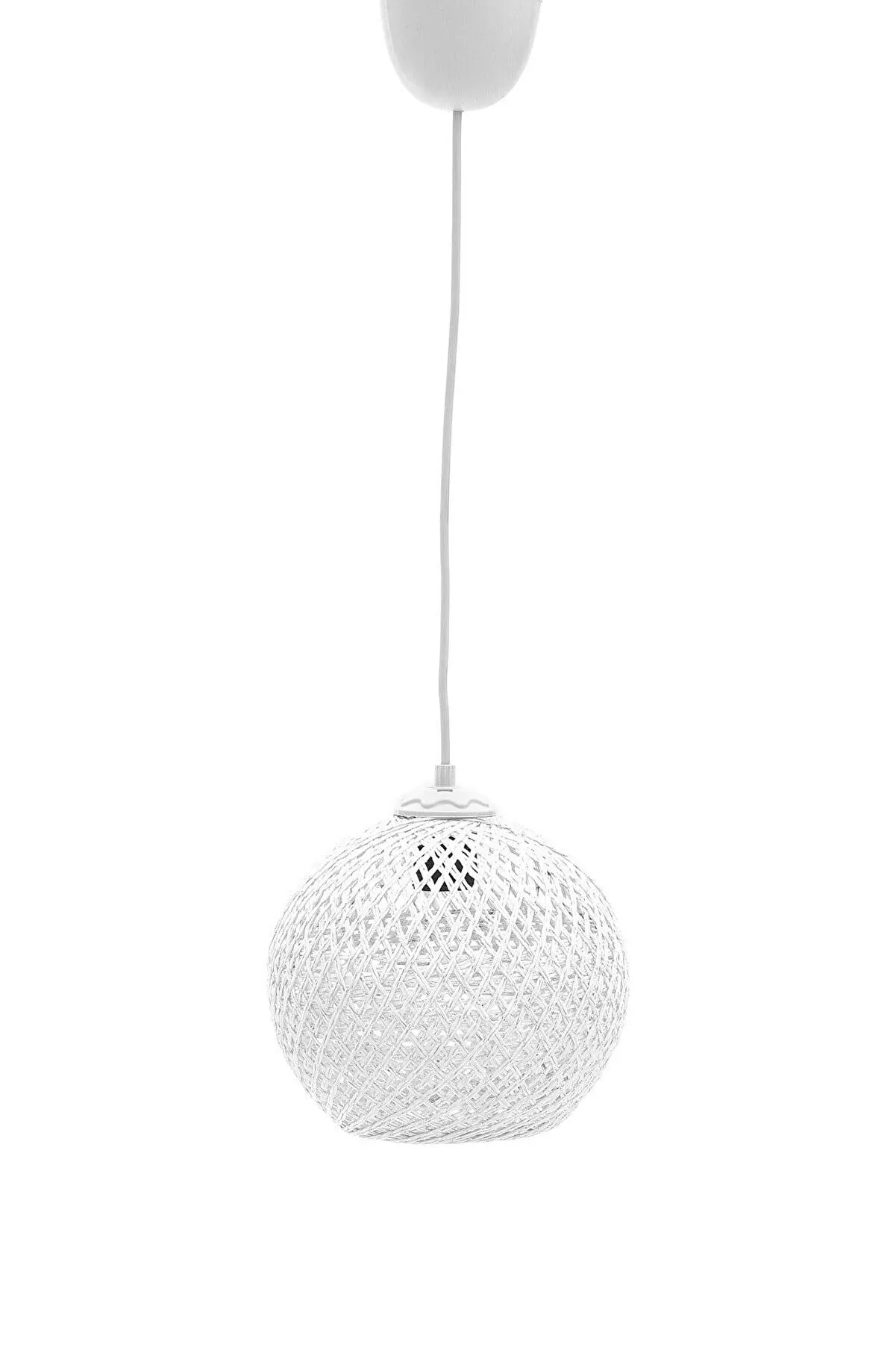 Lustre suspendu en boule blanche, lustre rustique en Jute, lampe de décoration pour la salle à manger, le salon et la chambre à coucher