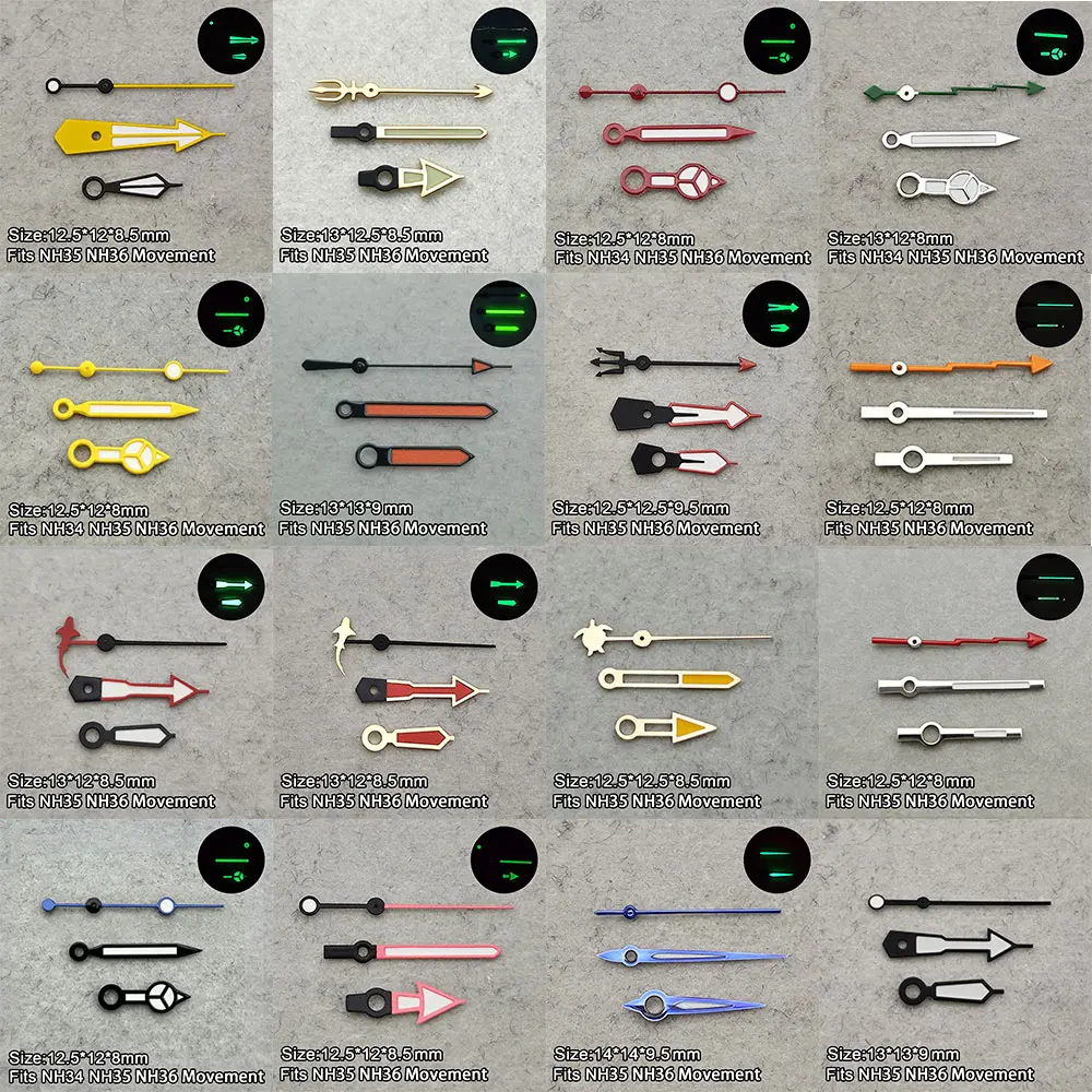 NH35 Needle Watch Accessories Watch Pointer NH36 Hands Pointer Green Super Luminous Suitable for NH35/NH36/NH38/NH70 Movement