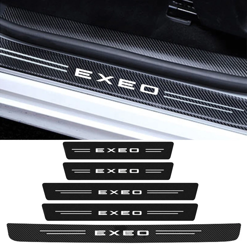 Tiras de Pedal de puerta de coche de fibra de carbono para Seat Exeo, Logo, umbral de puerta delantera automático, protector de parachoques trasero,