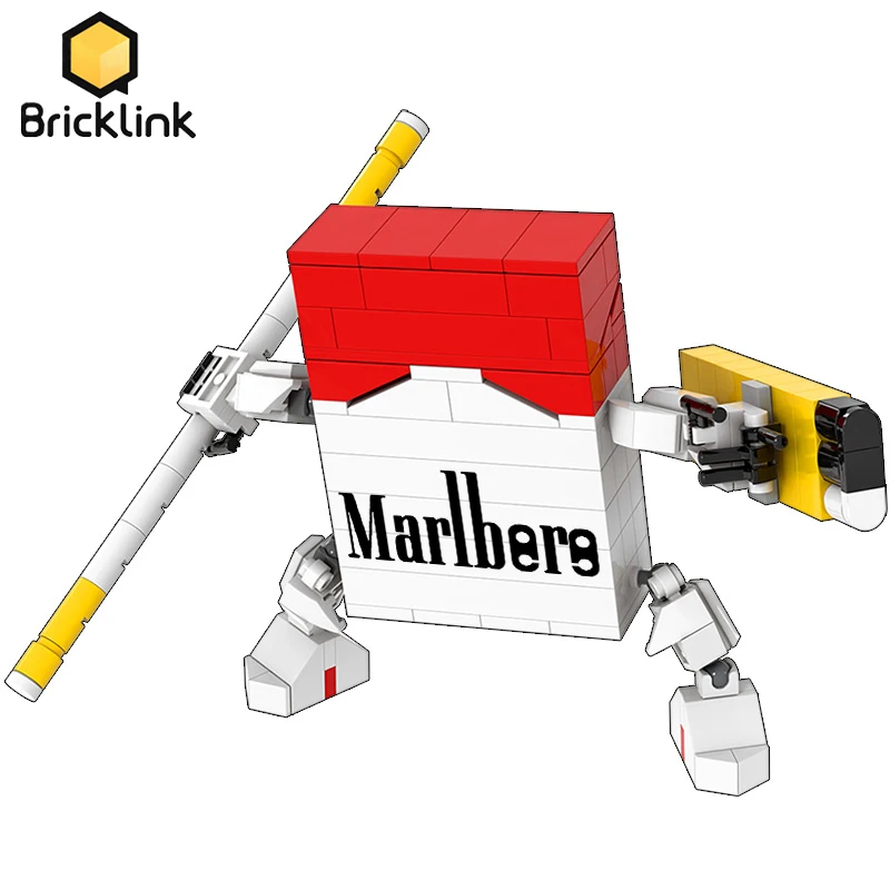 Bricklink Ideas MOC Cigarette Mecha Robot With Box Creative Action Figures Building Blocks Toys For Children Gift