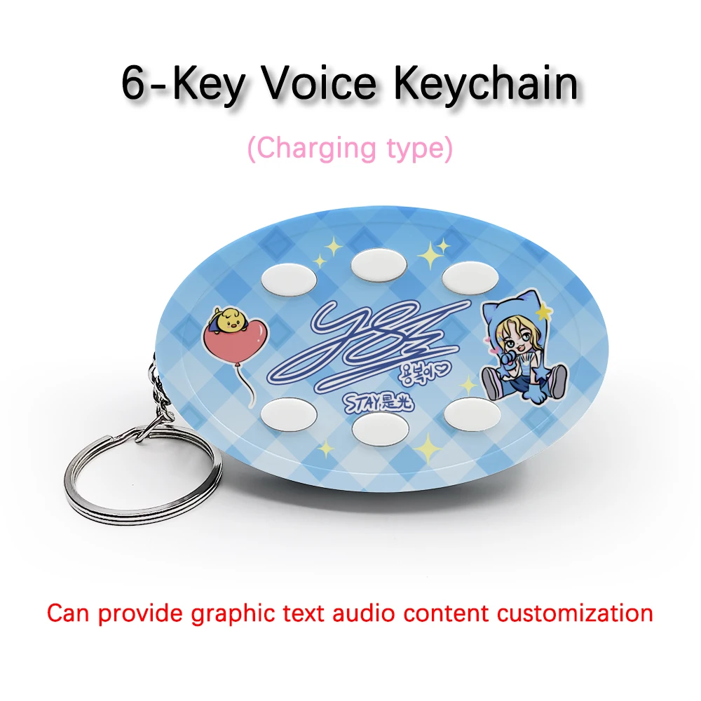 

Creative Voice Keyring For Stray Kids Member Lee Yong-Bok 6-Key Audio / Picture Customization Rechargeable Keychain Pendant Gift