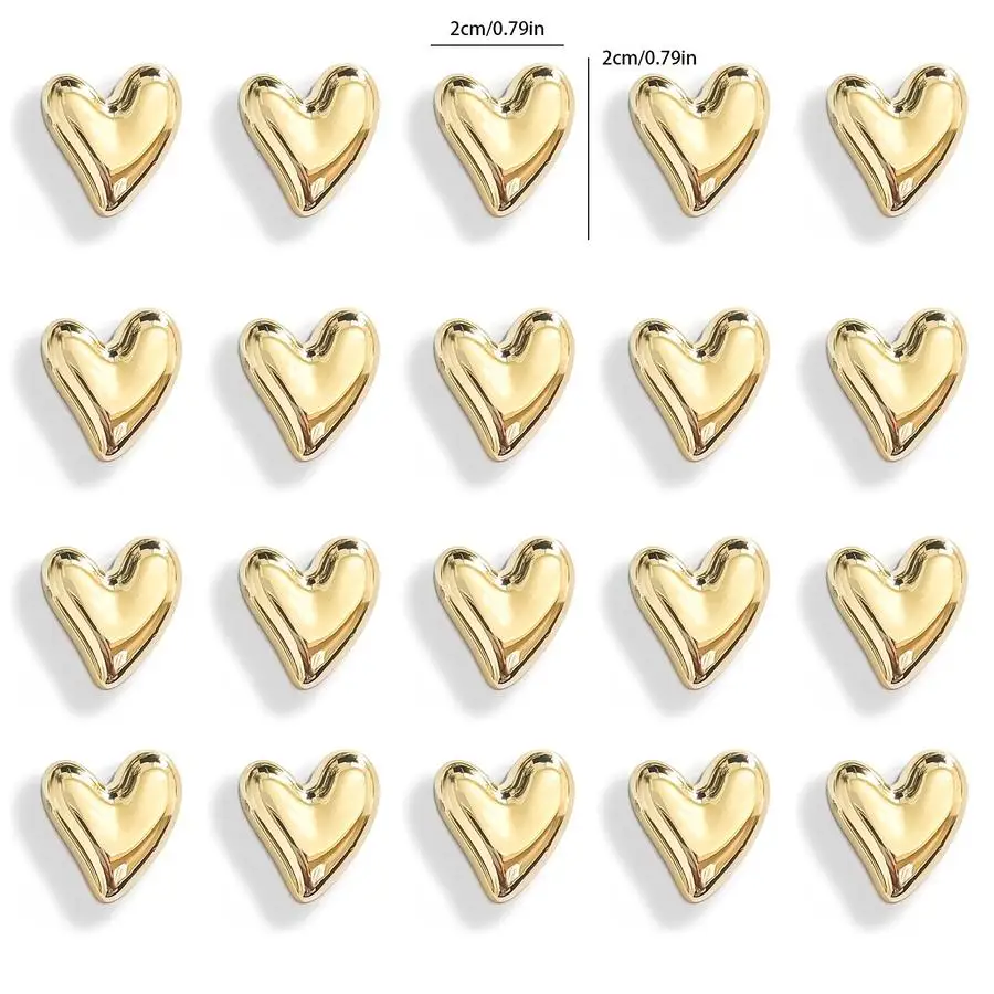1/5/10/20/50/100pcs Cute Heart-shaped Decorative Magnets, Golden and Silvery Refrigerator Magnets, Small Home Kitchen Magnet Set