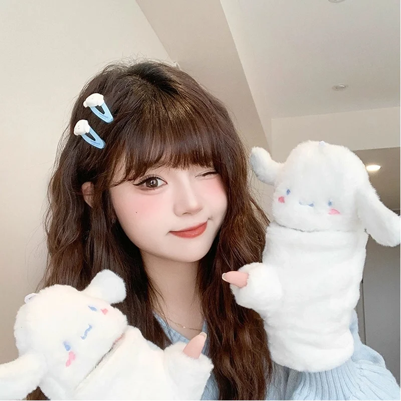 새로운 애니메이션 주변기기 시나모롤 메일리 따뜻한 플립 탑 장갑 가을과 겨울용 귀여운 소녀들 여가 활동 장식용