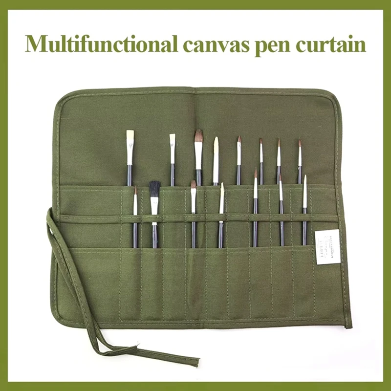 펜 커튼 다기능 캔버스 펜 롤 가방, 연필 유화 펜 가방, 연필 보관 가방, 문구 예술
