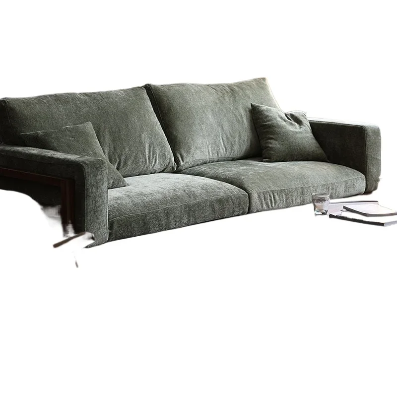

Nordic solid wood sofa North American black walnut winter and summer dual-purpose small apartment log fabric modern simple sofa