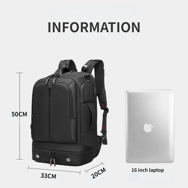 Men 50L Travel Backpack Luxury Outdoor Hiking Bag Large Capacity 17.3\'\'Laptop Backpack Multifunctional Sports Waterproof Handbag