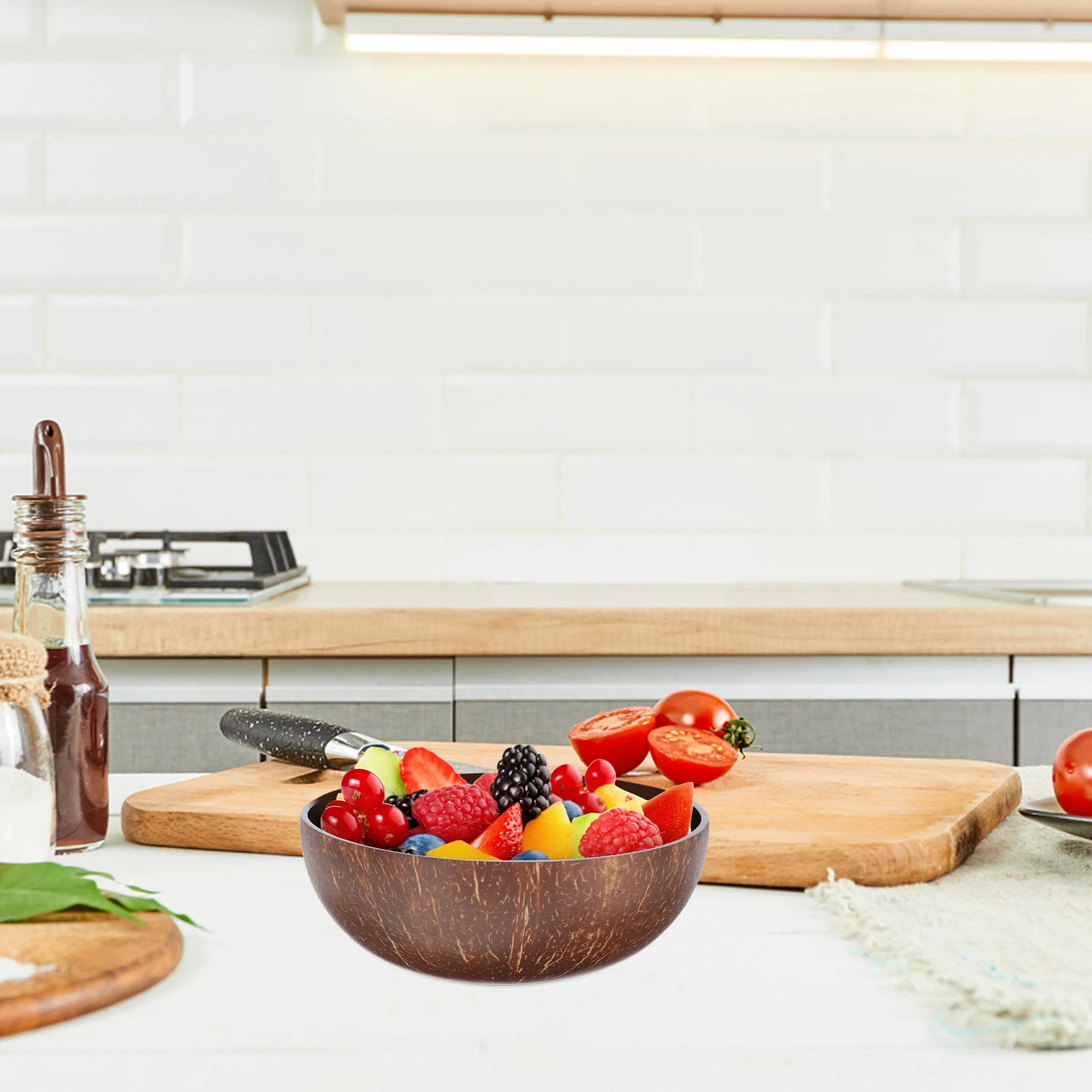 

Coconut Shell Bowl Food Grade Safe Multi-function Red Bowls Kitchen Bar Tableware Salad Fruit Dessert Decor