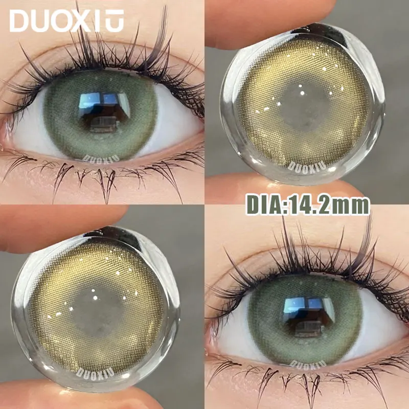 DUOXIU 1Pair Red Color Contact Lens Pupils High Quality Myopic Eyes - 0.00 to- 8.00 Diopter Halloween Red Lenses Fast Shipping