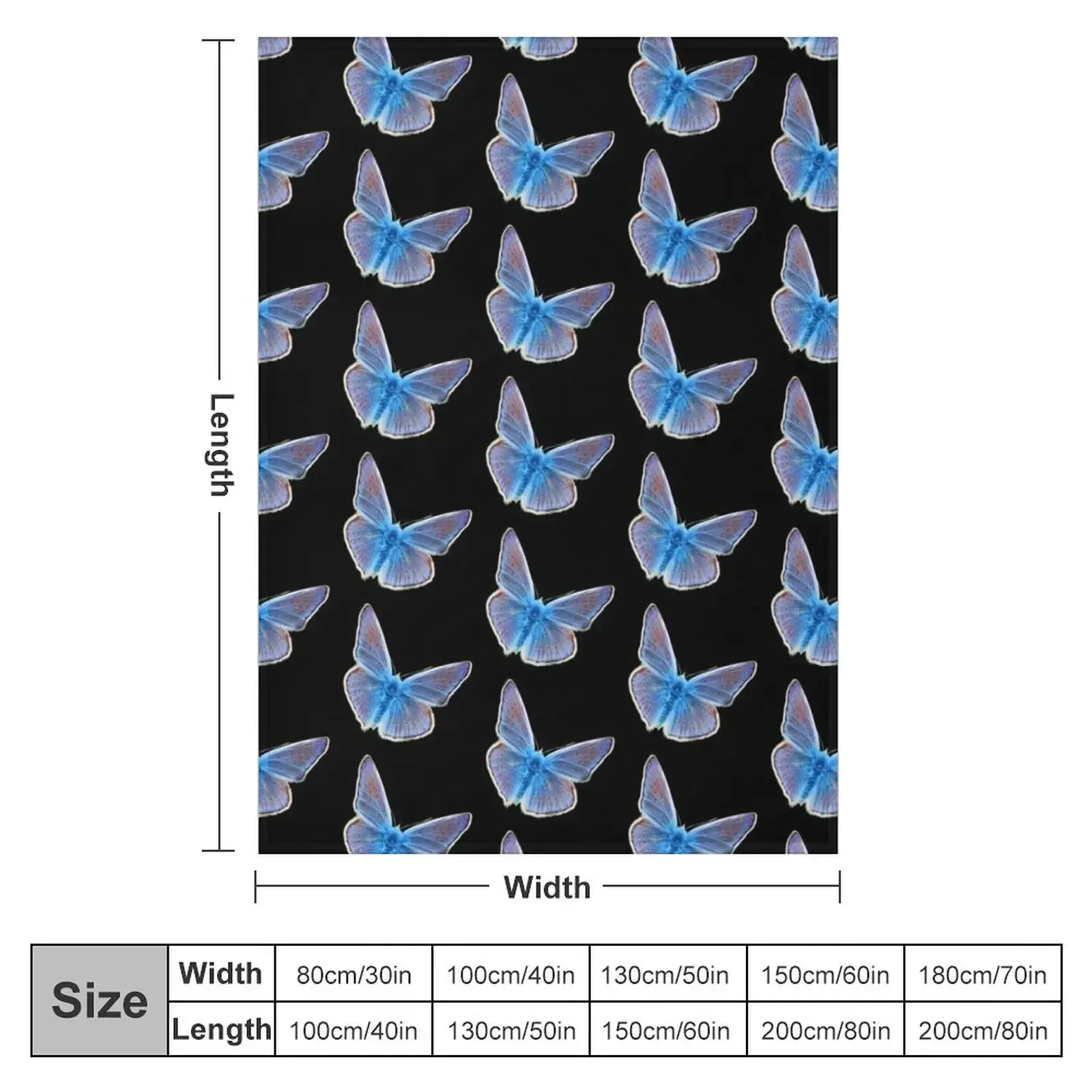 The Silver Studded Blue Butterfly Throw Blanket Luxury Throw Vintage Blankets