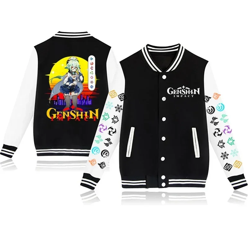 

New Boys Baseball Jacket Fashion Genshin Impact Yuanshen Design Slim College Jacket Vest