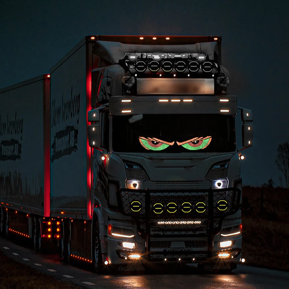 RGB Multi-Mode Dynamic Demon Eye LED Pixel Panel USB 5V Windshield Decor Light Car Truck Accessory