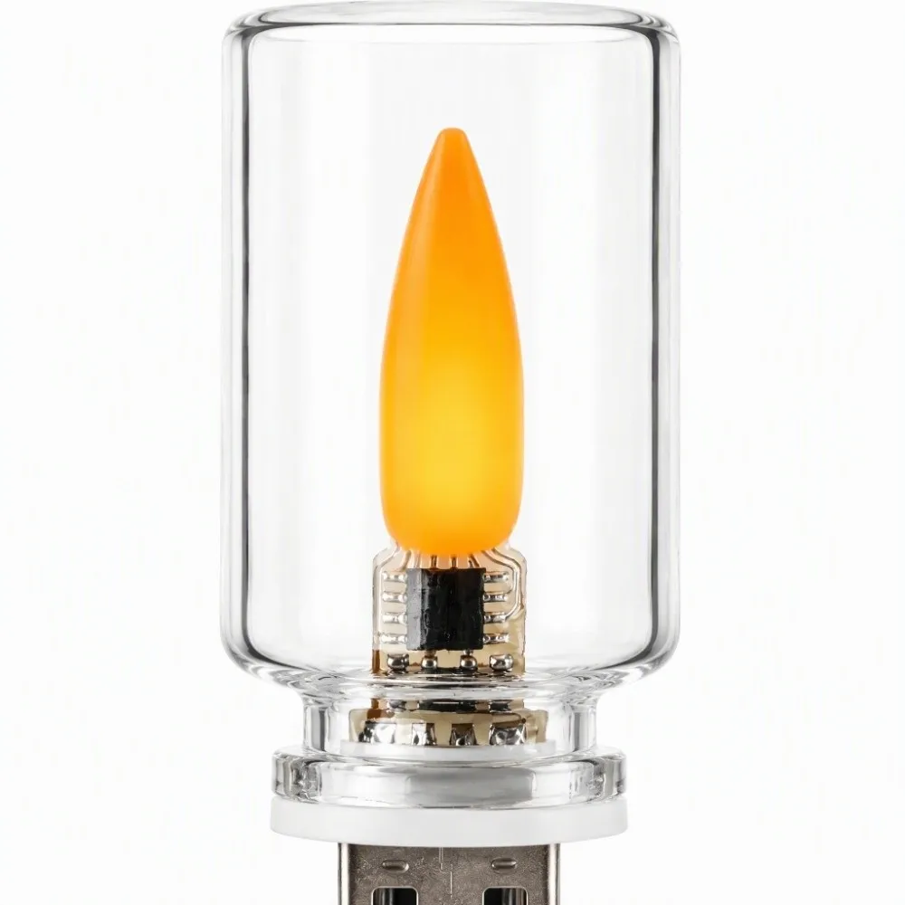 Warm Yellow Bulb LED Filament Night Light Flame Ambient Light Creative Atmosphere Display USB Night Light Mini Decorations