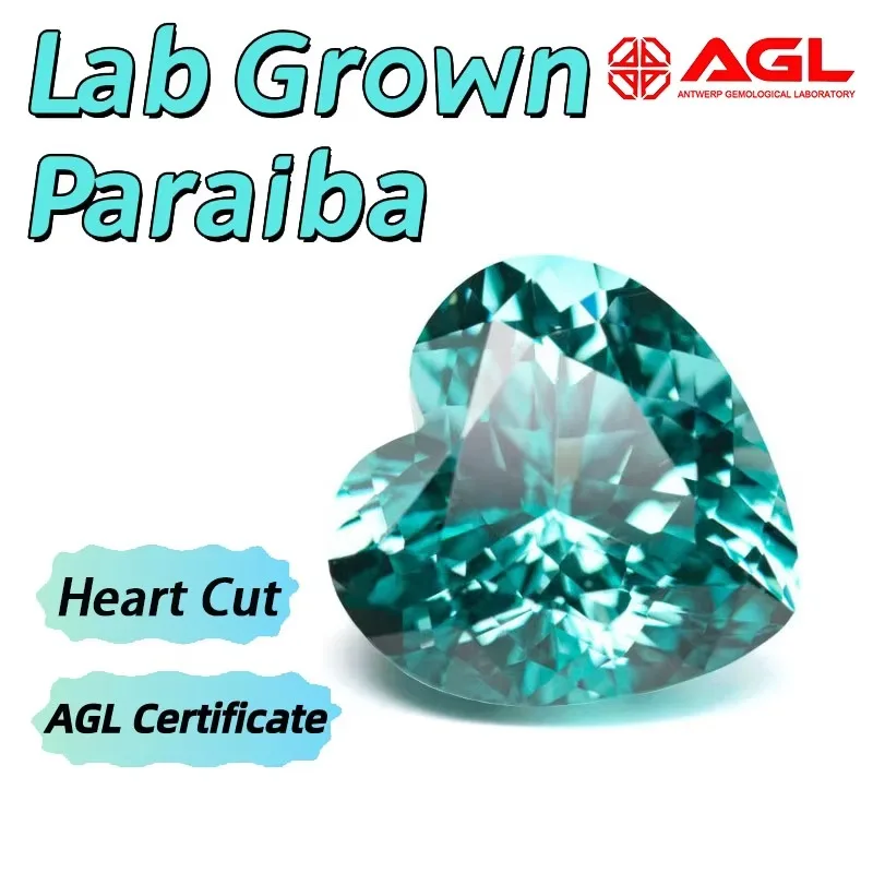 

Par-Lab Grown Paraiba Heart Cut Neon Blue Color for DIY Advanced Jewelry Making Inlay Ring Necklace Bracelet Selectable Certific