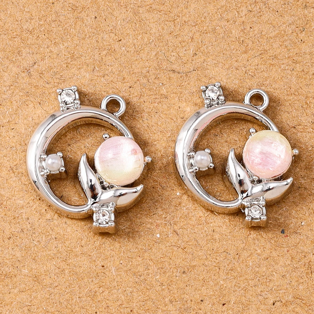 5 قطع لطيف الأحجار الكريمة كريستال ذيل السمكة سحر المعلقات لصنع المجوهرات الأقراط قلادة سوار DIY الاكسسوارات اليدوية #3