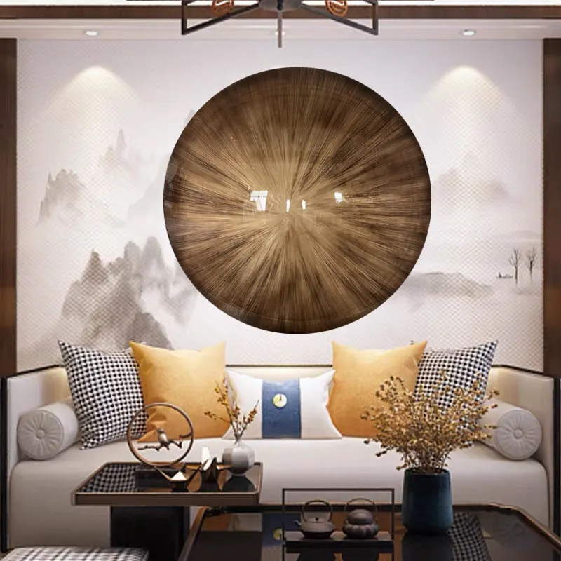 Modern minimalist stainless steel convex wall decoration, colorful circular three-dimensional wall hanging in the living room