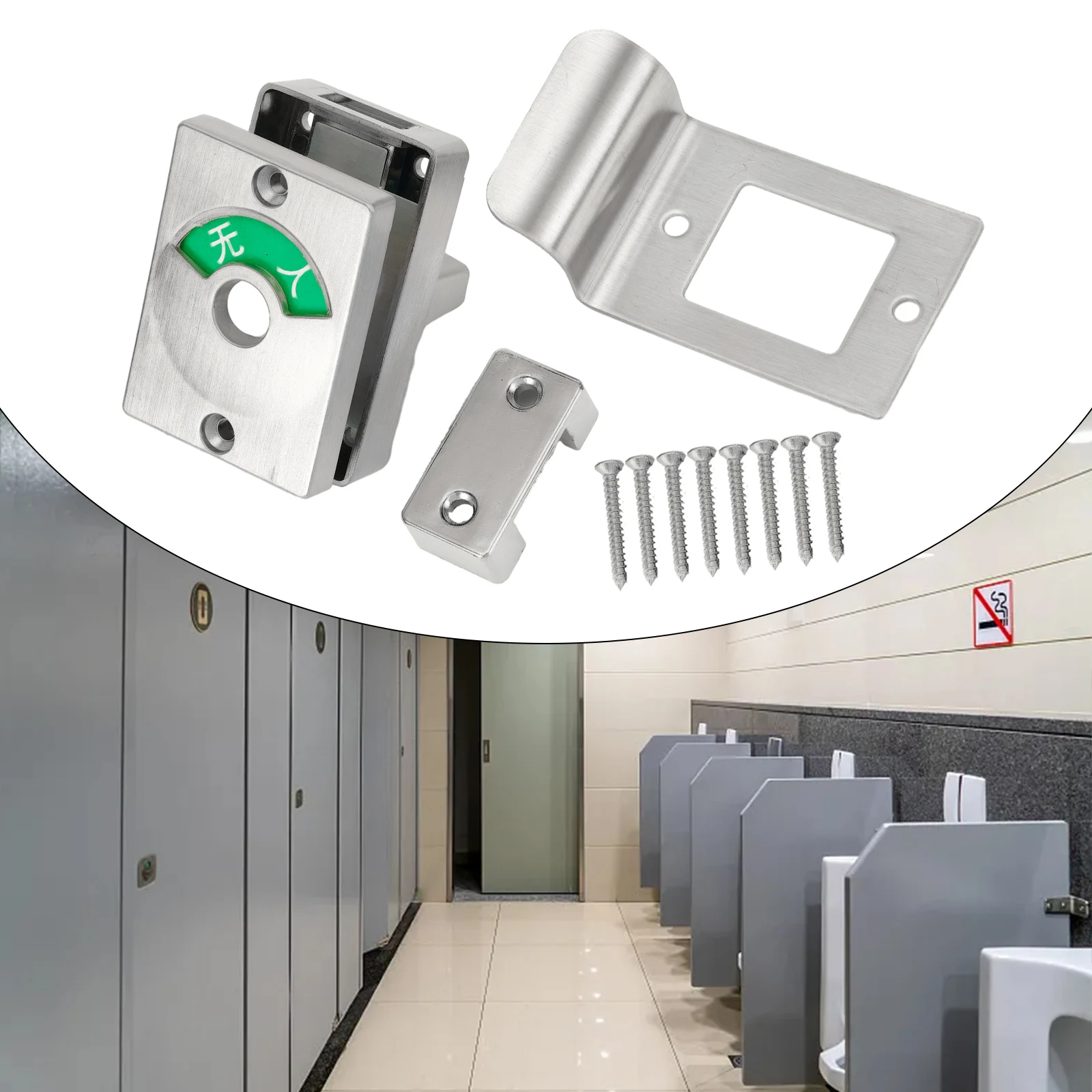 1Sets Aluminum Alloy Partition Door Lock Indicator Door Latch For Bathroom Dressing Room Restroom Deadbolt Hardware Accessories