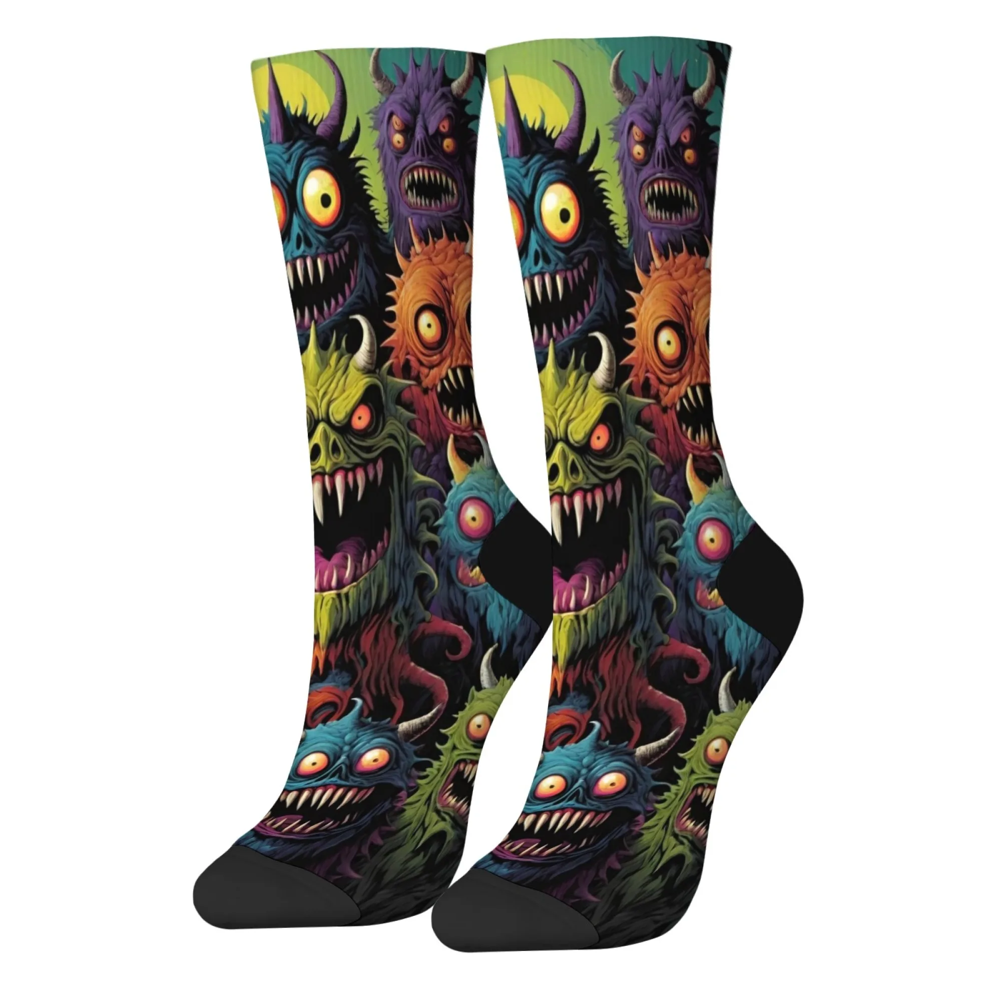 Cartoon Happy Monster Men's Socks Novelty Funny Compression Socks Harajuku Style Street Personality Trend Crazy Hip-Hop Socks