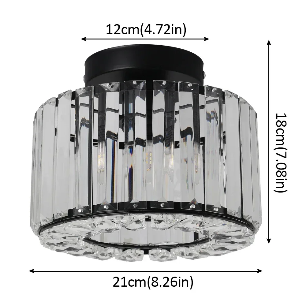 Vinilky Moderne Kristall-Deckenleuchte, Unterputz-Deckenleuchter, Lampe, LED, Schlafzimmer, Flur, Eingang, Beleuchtung, E27, Gold, Schwarz 7