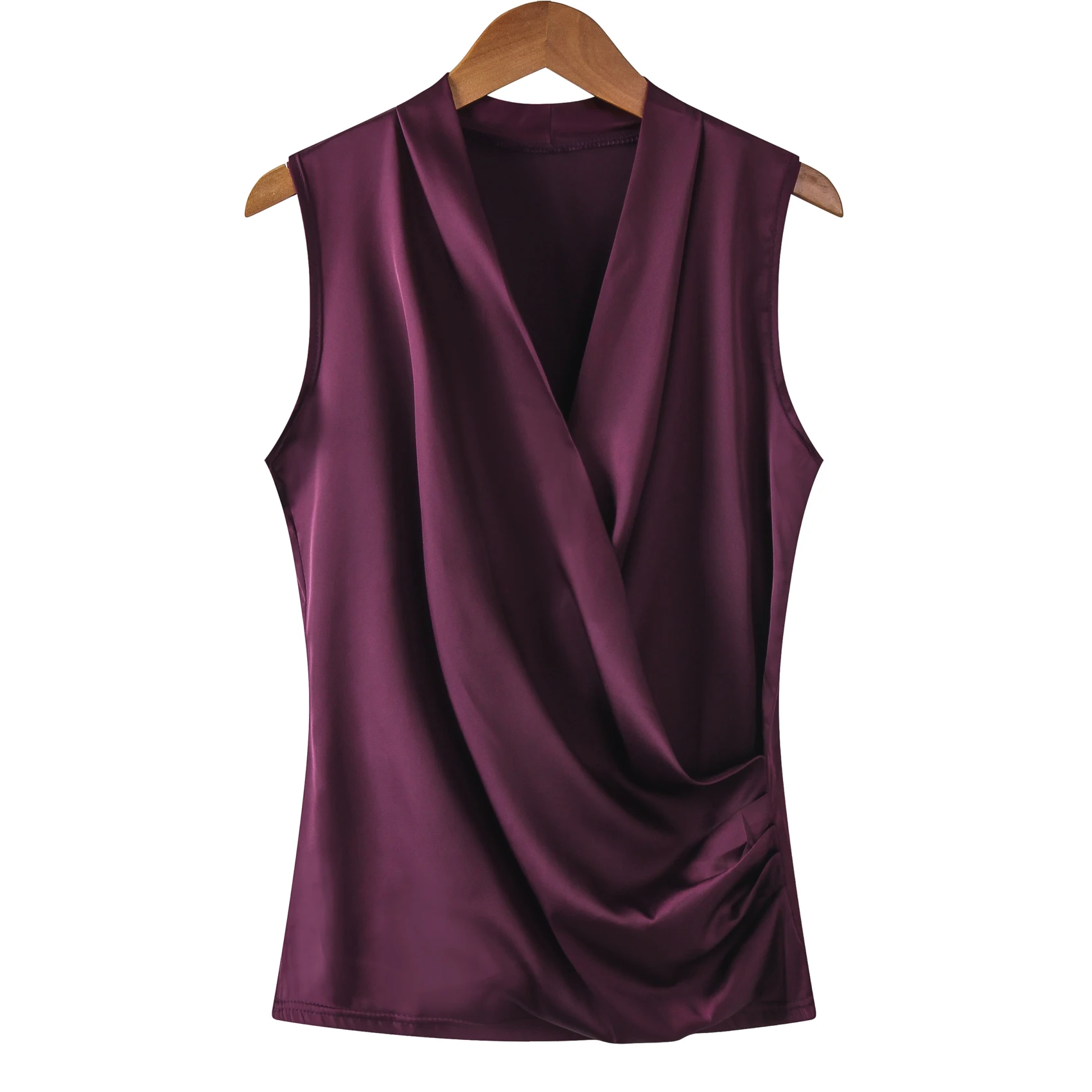 

New smooth satin vest female sleeveless V-neck top Slim fit outside wearing a small blouse shirt