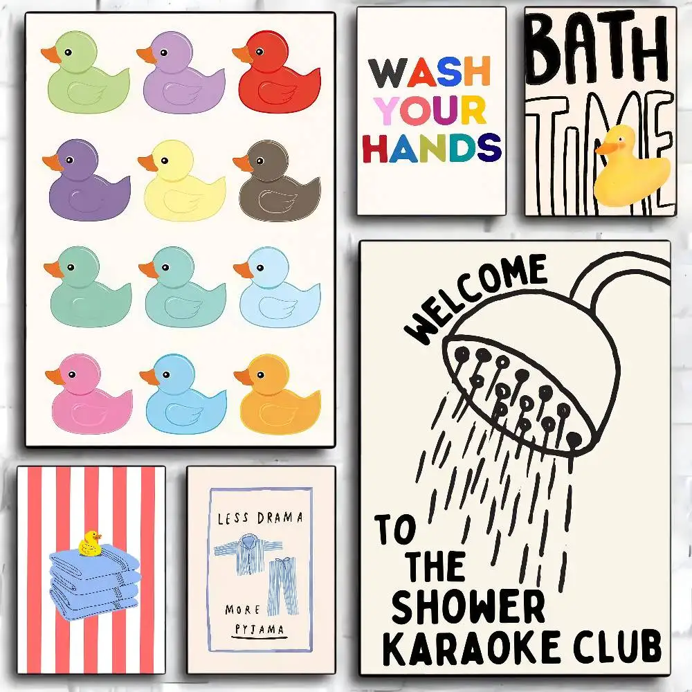 Funny Bathroom Rubber Duck Canvas Print Poster Wash Your Hands Humorous Quote Wash Room Wall Art Home Decor Gifts-unframed