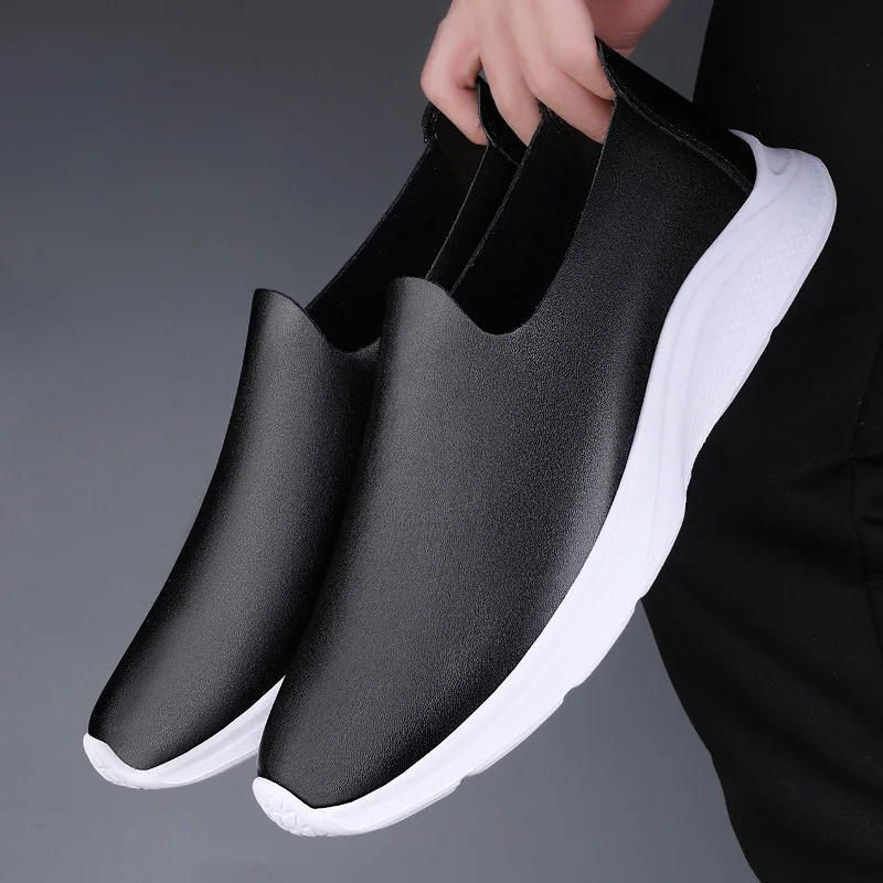 New Men Casual Business Leather Shoes Fashion Soft Bottom Low Top Male Shoes Wedding Office Business Shoes Slip-on Outdoor Flats