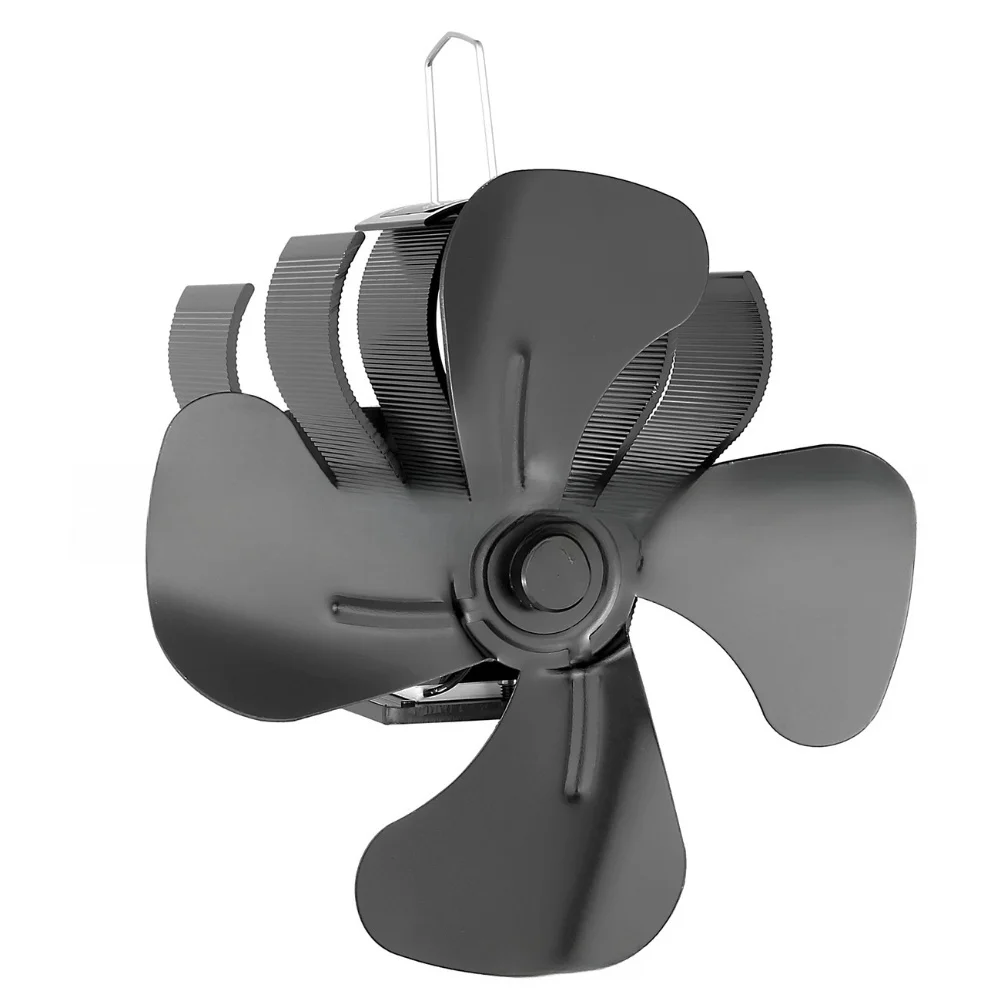 1Pc 4 Clip-On Fireplace Fan Metal High Temperature Heat Powered Stove Fan For Wood Burner Home Heating Air Circulation