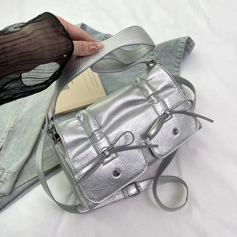 

Korean Style Bow Underarm Handbag And Purse Fashion Bag Ladies Small Pu Leather Crossbody Bags Luxury Silver Evening Clutch Bag