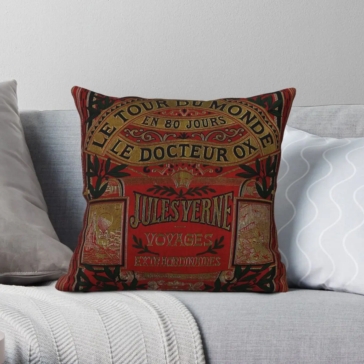 

Jules Verne Around The World In Eighty Days Square Pillowcase Polyester Linen Velvet Pattern Zip Decor Pillow Case Sofa Cover