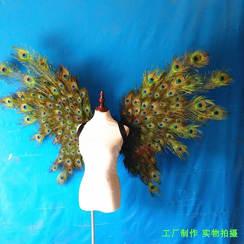 free shipping Luxury Peacock feather wings Nightclub Catwalk Model Dance Party photo studio deco wear cosplay wing