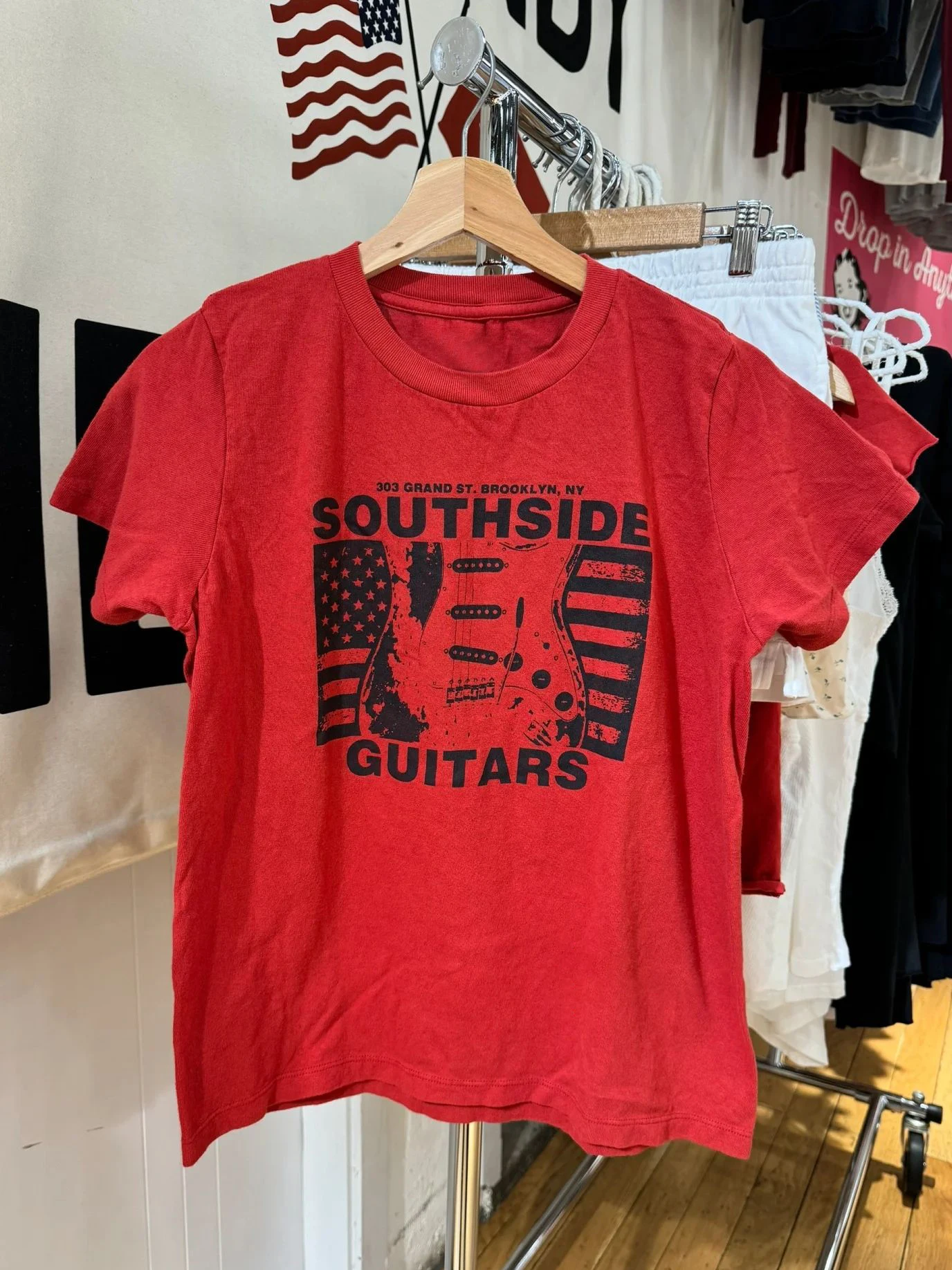Guitar Letter Print Red T-Shirt Woman Summer Round Neck Cotton Short Sleeve Tee Shirts Vintage Streetwear Sweet Tshirt Y2k Tops