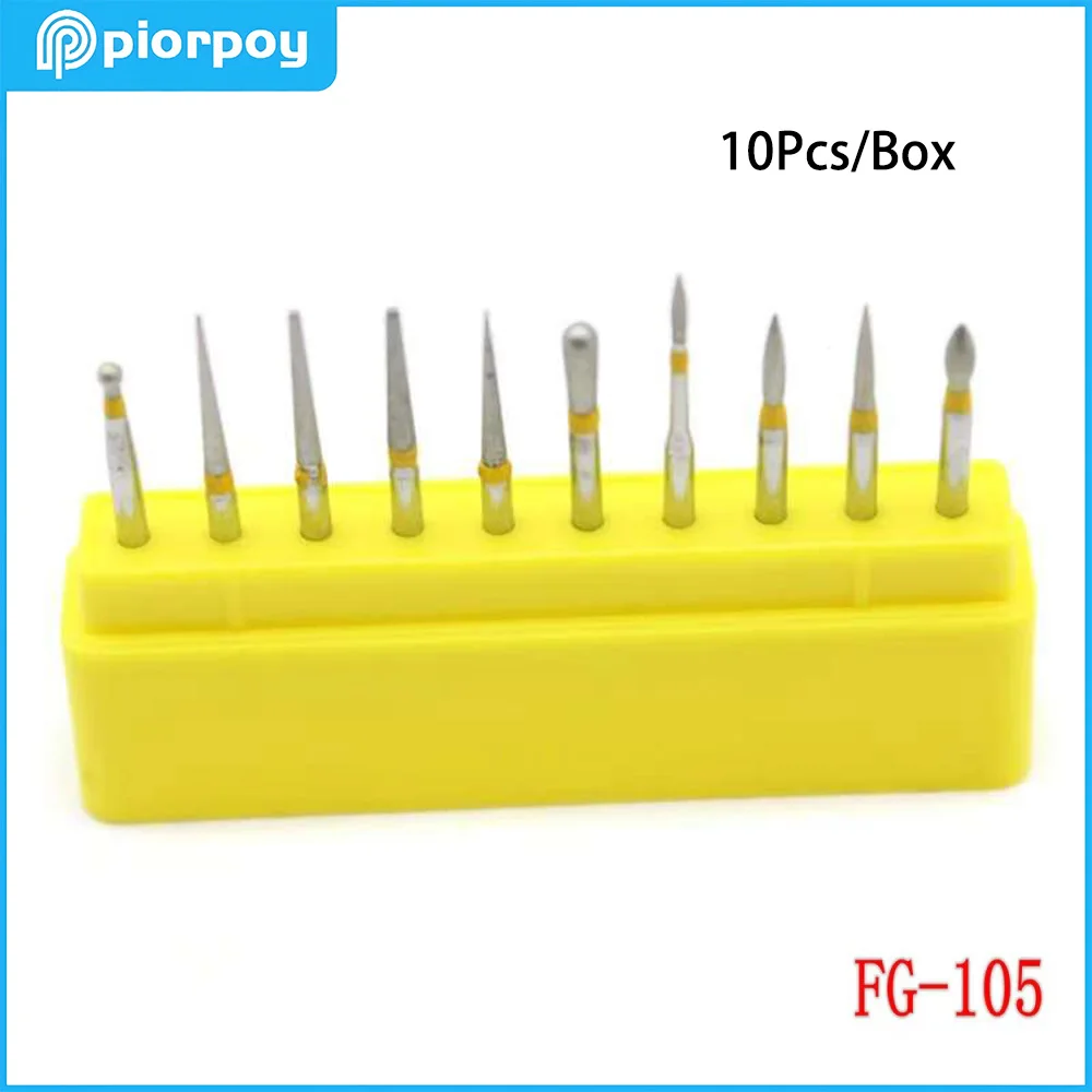 

PIORPOY 10pcs/Box Dental Polishing Tool Dental Diamond Burs FG High Speed Burs Set for High Speed Handpiece Dentist Accessories
