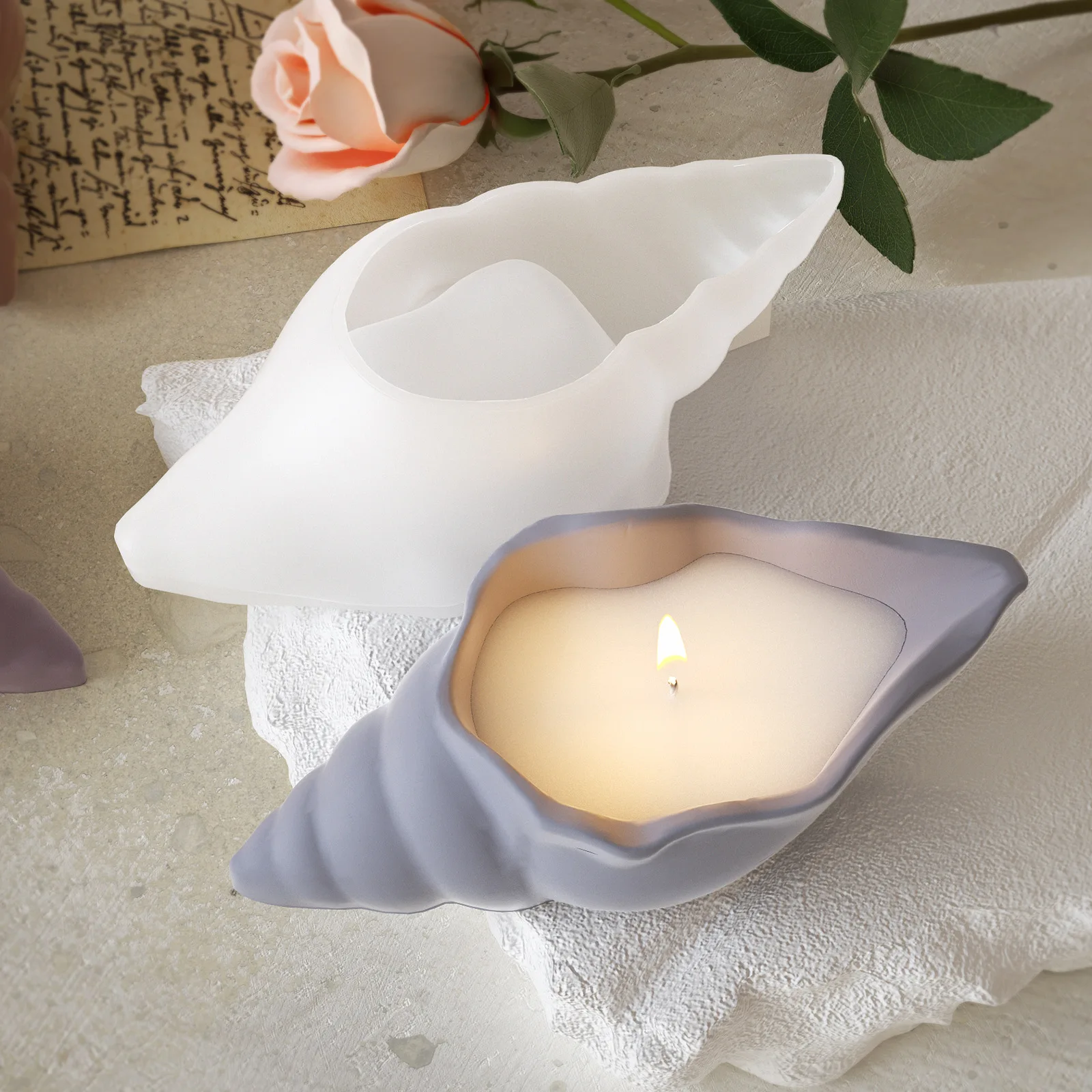 Seashell Candle Mold Silicone Aromatherapy Plaster Conch Candle Making Kit DIY Crafts Home Decor Handmade Gifts