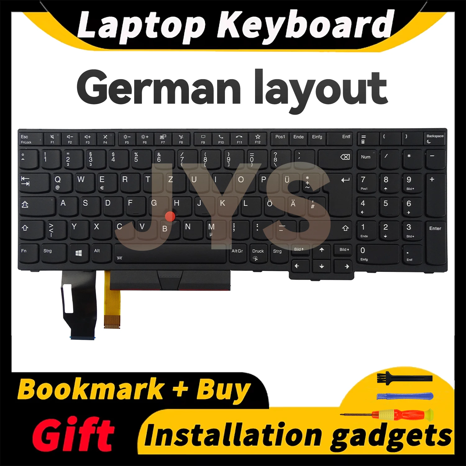 

For Lenovo ThinkPad T15 Gen1 Gen2/P15S Gen1 Gen2 laptop keyboard with backlit German layout keyboards internal 5N20V78918 Black