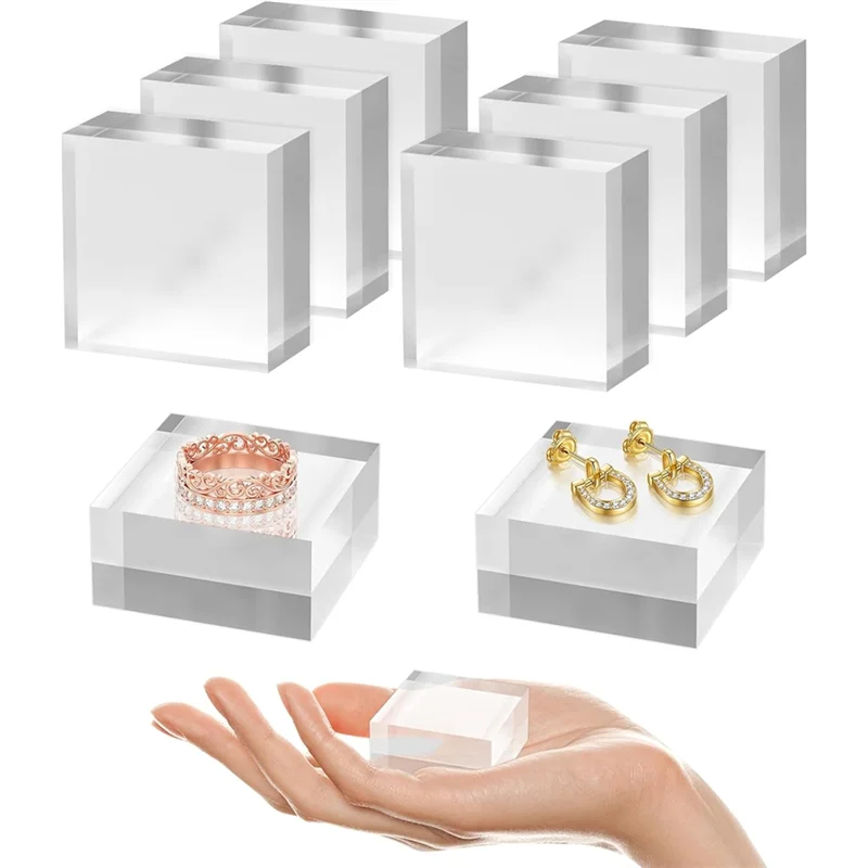 

AT19-Acrylic Square Riser For Display Stands 4 Pieces 2 X 2 X 1 Inch Base Blocks For Trophy Jewelry A