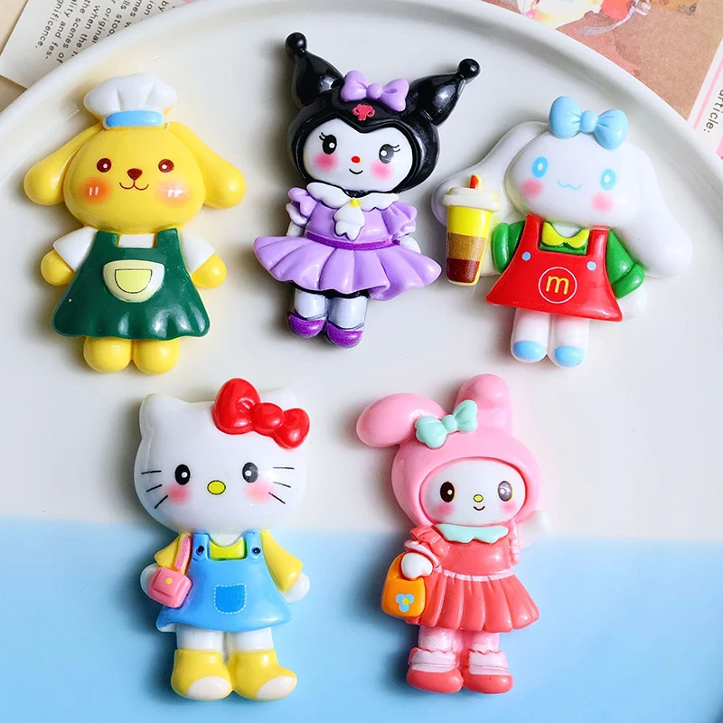 1Pcs New Kawaii Cartoon Sanrio Kitten Rabbit Puppy Nime Characters Resin Scrapbook Diy Jewelry Children Gift Hairpin Accessories