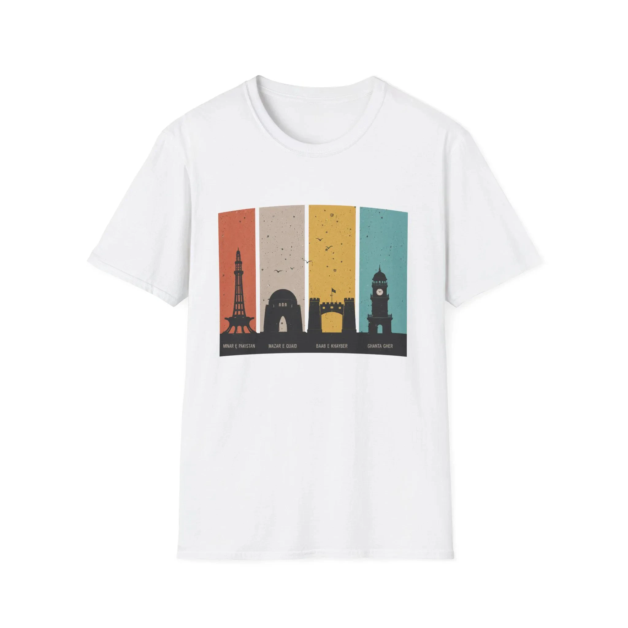 Pakistan City Landmarks Monuments Unisex Cultural Travel T-Shirt Desi Casual Trendy Colorful Smart Fashion | Young Boys Men Gift