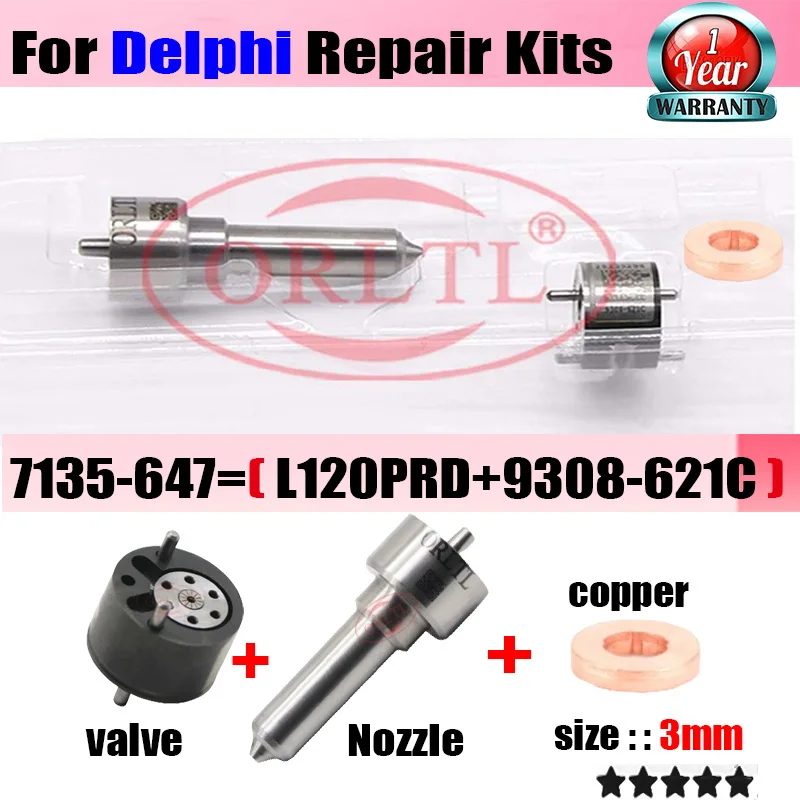 7135-647 Nozzle L120PRD Valve 9308-621C for 28232248 EJBR01801Z EJBR01801A EJBR04001D Diesel Injector Repair Kit