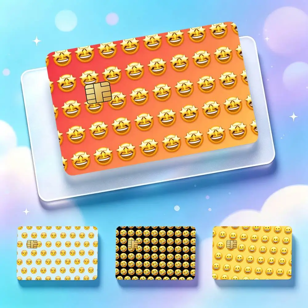 Funny Full E-Emoji Card Stickers for Bank Access Protective Waterproof Film Cover Sticker Surprise Gift