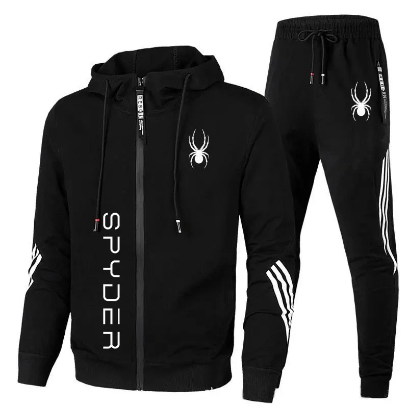 2024 autunno nuovo abbigliamento sportivo da uomo giacca con cerniera con cappuccio e pantaloni tute sportive movimento all\'aperto abbigliamento da