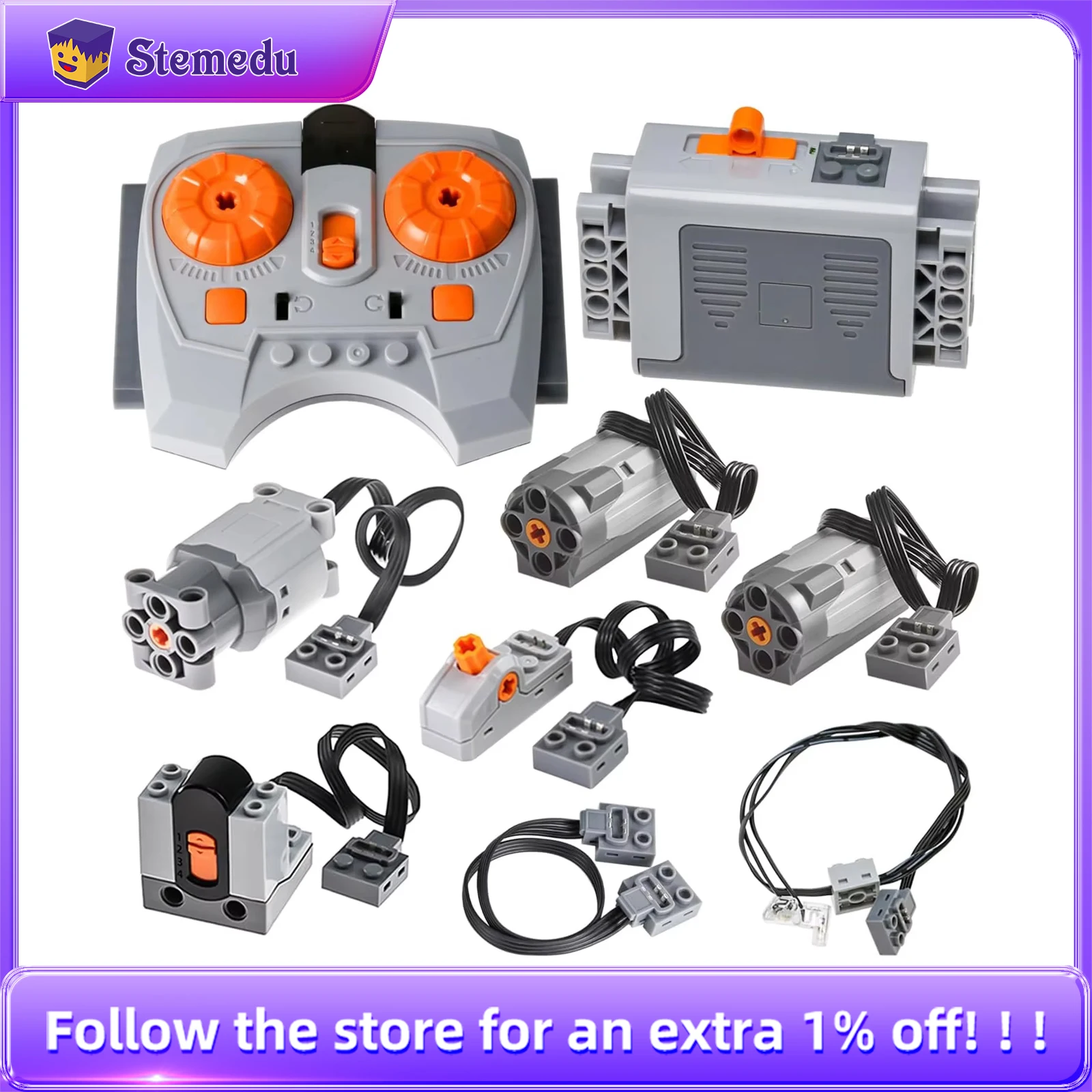 Power Functions M/L Motor High-Tech Blocks Set With Infrared Remote Control + Battery Box Extension Parts MOC PF Brick DIY Toys