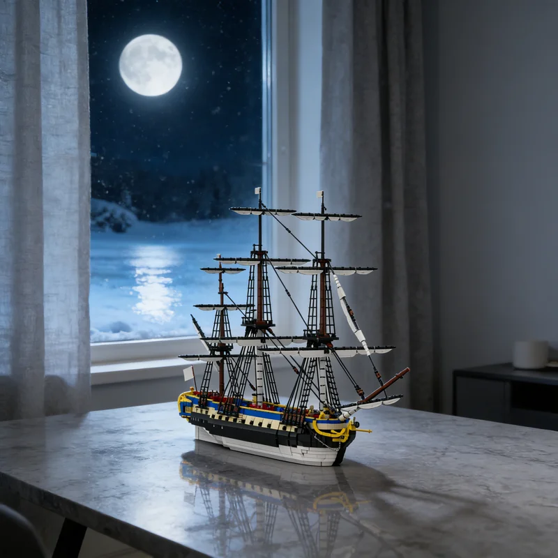 

4663pcs MOC Frigate L Hermione Lafayette Boat Model Building Blocks Creative Display Gift Collectible Decor Kids Premium Adult