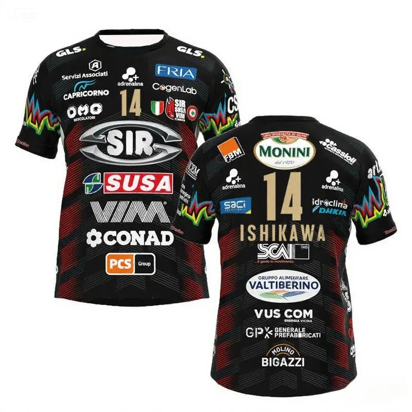 Mikasa SIR Safety Perugia ＋デサントシャツ Lサイズ 2025Men Women No. 14 Volleyball Jersey Sir Safety Perugia Tshirt
