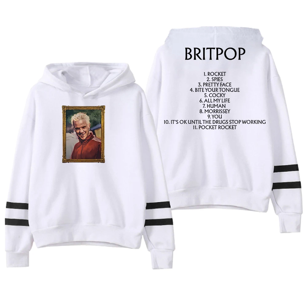 GF Robbie Williams Britpop ألبوم Tracklist هوديي بدون جيوب قضبان متوازية كم ملابس الشارع الشهير النساء الرجال قمصان سويت شيرت بقلنسوة