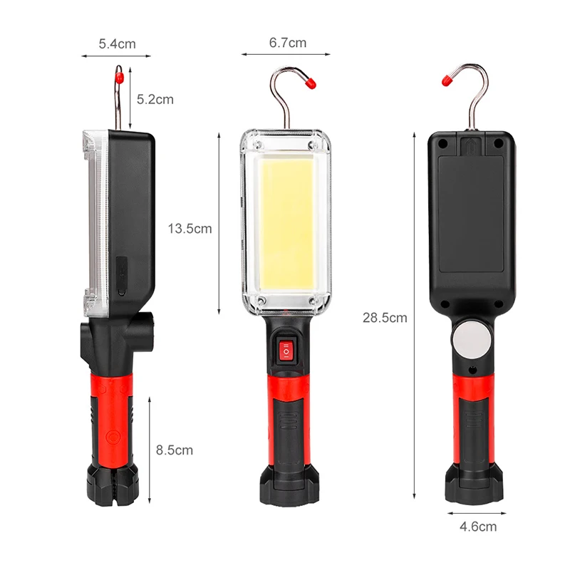 1PC ไฟ LED ทำงานแบบพกพาที่มีประสิทธิภาพตะขอโคมไฟแม่เหล็ก Camping โคมไฟ USB ชาร์จไฟตรวจสอบสำหรับซ่อมรถยนต์