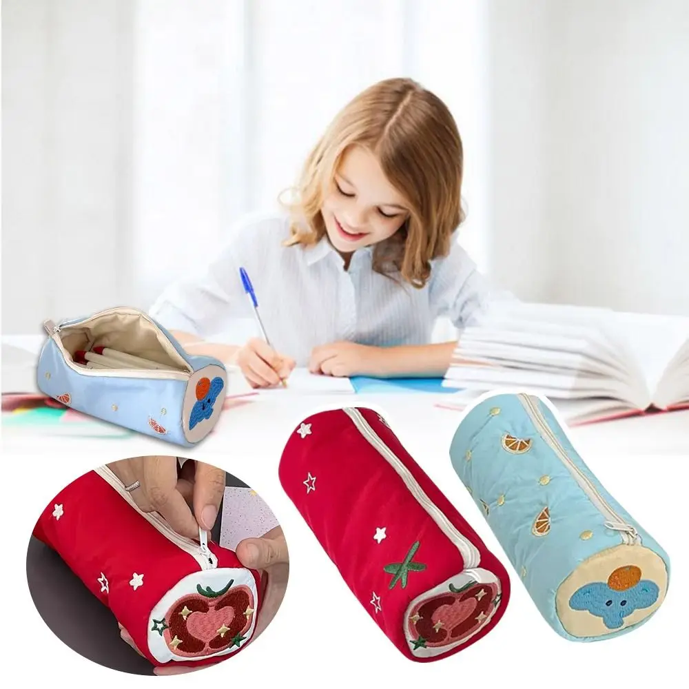 New Ins Style Pen Bag Dumbo Embroidery Pencil Case Large Capacity Cosmetic Organizer School Office