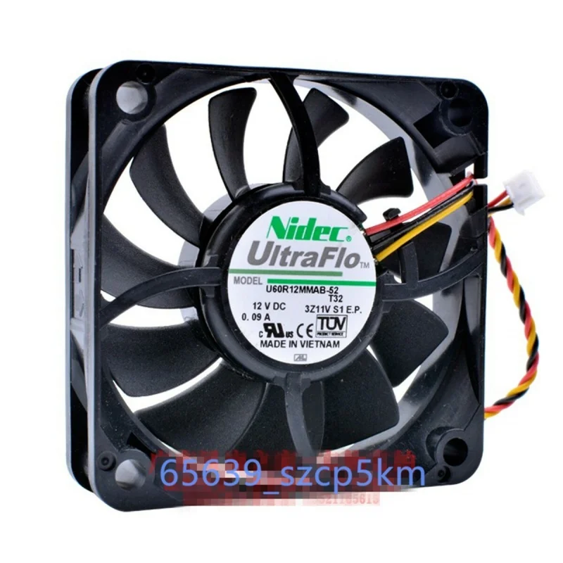 D 1PCS DC12V 0.09A 3-Pin Quiet Cooling Fan For Nidec U60R12MMAB-52 60×60×15mm 6CM Brushless