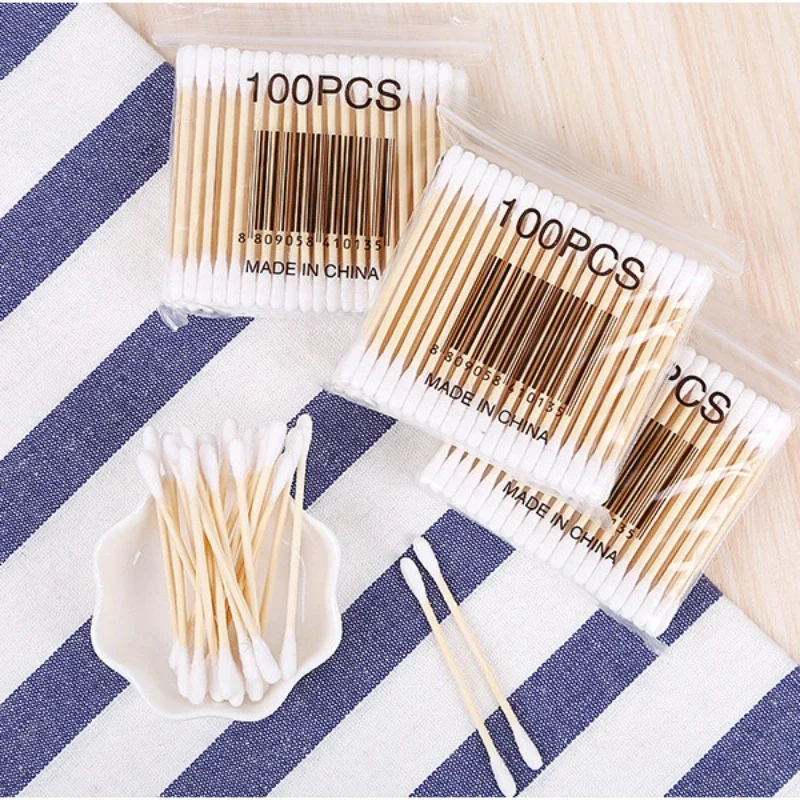 300/500/1000pcs Double HEAD ผ้าฝ้าย Swab ผู้หญิงแต่งหน้า Cotton Buds เคล็ดลับสําหรับไม้ Sticks จมูกหูทําความสะอาด Health Care เครื่องมือ