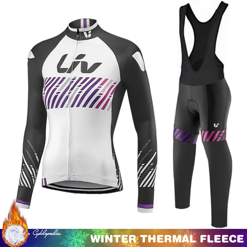 LIV Termal Fleece Cycling Jersey Mtb Clothing Men's Man Uniform Ciclismo Hombre Road Bike Laser Cut Set Winter Thermal Maillot